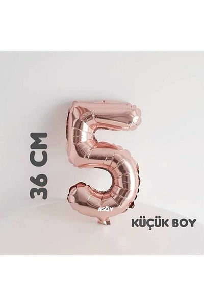 asöy 5 Foil Balloons 5 Number Balloons 36 cm Small Size Rosegold Color 5 Year Old Balloon Birthday Party Supplies