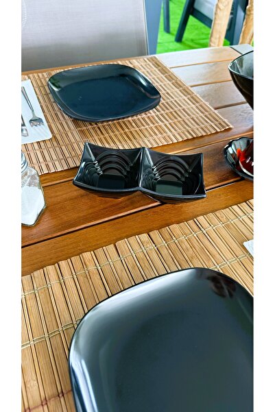 Alezy 523 Göreme Melamin Termostar Urgup Double Sauce Bowl 16X8 cm Black