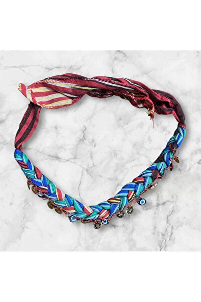 MODA Braided Sequin and Evil Eye Beaded Bandana