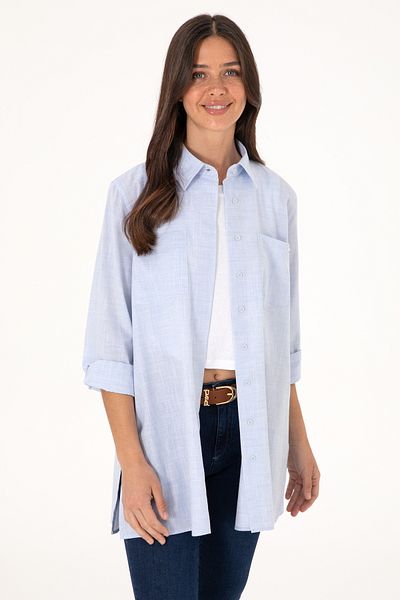 U.S. Polo Assn. Women's Light Blue Long Sleeve Tunic Shirt 50306406-Vr003