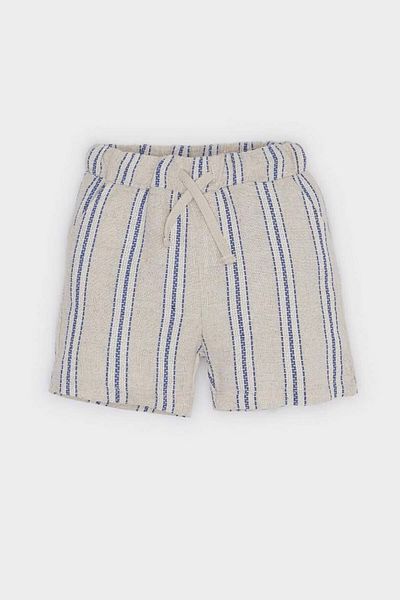 DeFacto Short Sleeve T-Shirt Striped Stretchy Waisted Shorts Blue Baby Boy Bottom-Top Set E9033A5/Be410
