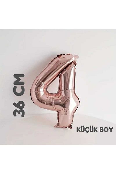 asöy 4 Foil Balloons 4 Number Balloons 36 cm Small Size Rosegold Color 4 Year Old Balloon Birthday Party Supplies