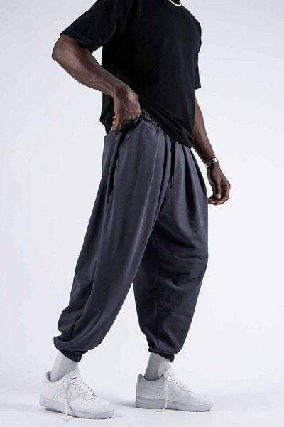 Superbluemexico Men's Elastic Jogger Smoked Baggy Trousers
