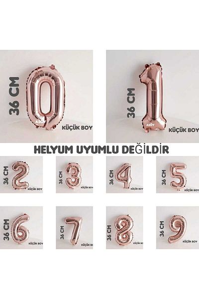 asöy 4 Foil Balloons 4 Number Balloons 36 cm Small Size Rosegold Color 4 Year Old Balloon Birthday Party Supplies