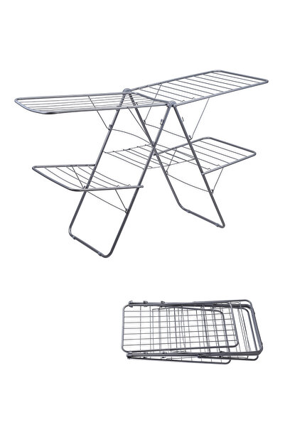Lawazim رف تجفيف الملابس القابل للطي من الفولاذ المقاوم للصدأ، قطعة واحدة، مق...