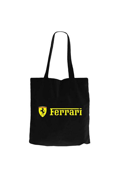 Z zepplin Чанта от габардин с лого на Ferrari със златен текст и цип в черна материя