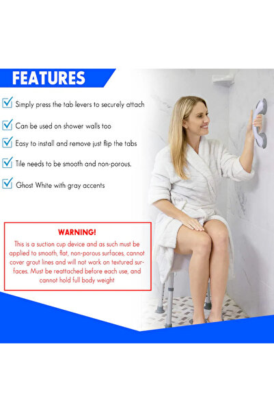 OEM Maner Ajutator cu Ventuza pentru Baie, Alb