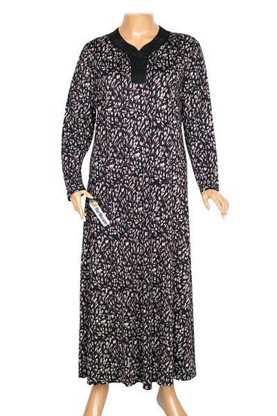HESNA Γυναικείο Μπουκέτο Plus Size Μαύρο Μοτίβο Φόρεμα 74