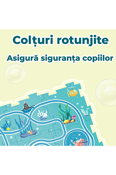 Pitikot Set 15 piese cu masinuta Pitikot®, traseu puzzle racer, jucarie interactiva cu desene din mare