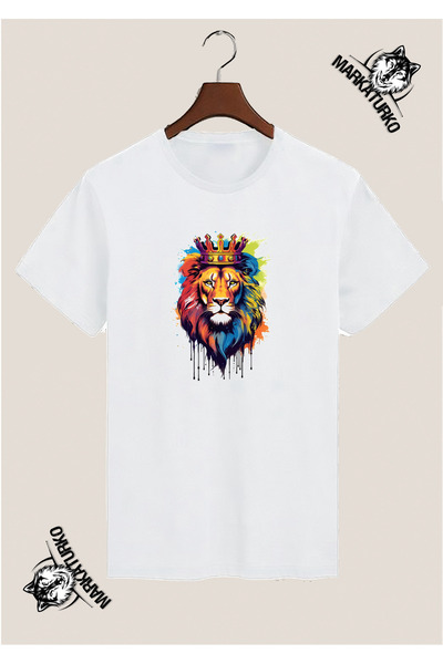 MarkaTurko تيشيرت أبيض مطبوع بتصميم خاص من ASLAN POP-ART 64902-65