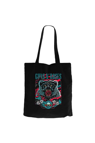 Z zepplin Guns N Roses Bear Black Canvas Tote Bag