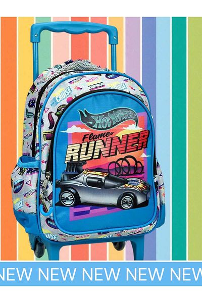 HOT WHEELS Ghiozdan troller cu Roți Hot Wheels Runner, 30 x 25 x 15 cm, Albastru Multicolor