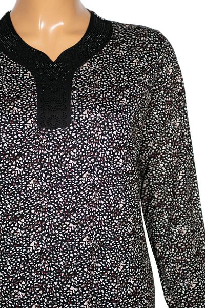 HESNA Γυναικείο Μπουκέτο Plus Size Μαύρο Μοτίβο Φόρεμα 77