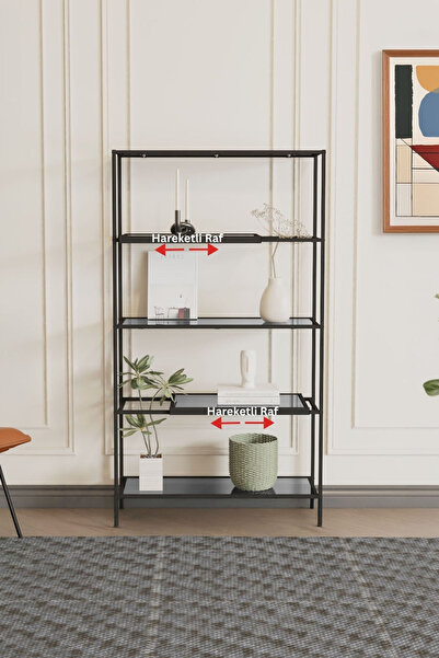 DEKOPRATİK Osaka Kitaplık - Kayar Cam Raflı Modern Dekoratif Kitaplık – Şık T...