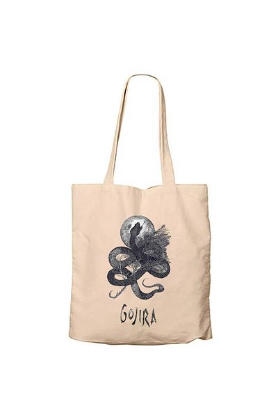 Z zepplin Gojıra Snake and Moon Cream Zippered Cloth Bag Gabardine