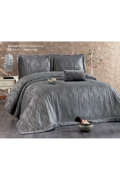 Güzide Çift Kişilik Yatak Örtüsü Riva Antrasit