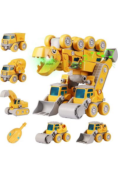 Pitikot Set de Constructie Robot Dinozaur de Jucarie 5 in 1 Pitikot®, STEM, cu sunete si lumini