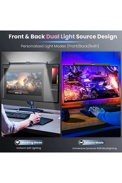 EMESZON RGB LED 2800K - 6500K lamp 6W, EMESZON®, PC Laptop, 120 degrees, USB, Touch buttons, black