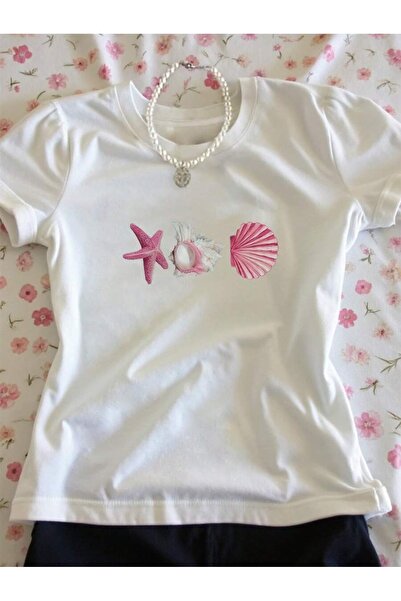 OVER HEAD Tricou Bayb cu imprimeu Y2K Sea Shell Star pentru femei