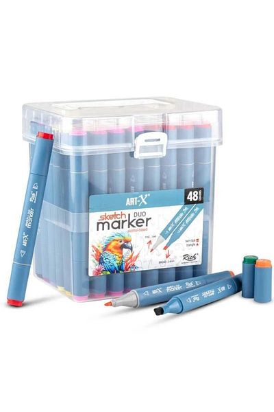 Art Tone Art-X Dual Tip Sketch Acrylic Marker Pen Set of 48