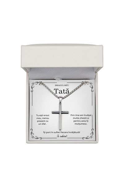 The Jewel Heart Tata Necklace – Cross Made of 316L Stainless Steel, Packaged with LED Box