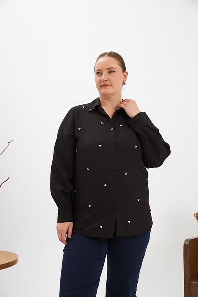 RMG Plus Size Stone Detail Shirt Black