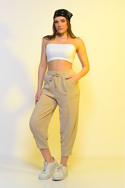 REYNEV High Waist Summer Slouchy Pants – Thin Cotton, Relaxed and Loose Fit