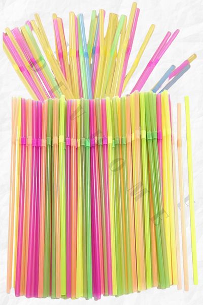 devhome Colorful Straws for Birthday and Party 100 Pcs |   21 cm Bendable Flexible Straw Set Mixed Color