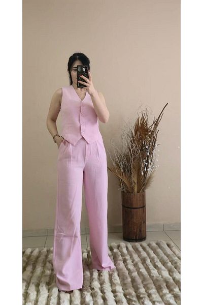FEMİNEER.com Pink Vest Pants Set