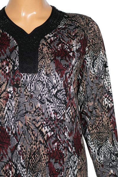 HESNA Γυναικείο Μπουκέτο Plus Size Μαύρο Μοτίβο Φόρεμα 75