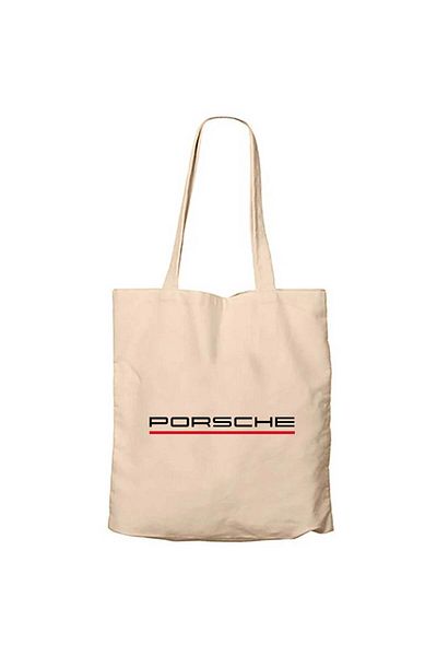 Z zepplin Porsche Text Red Cream Zippered Cloth Bag Gabardine
