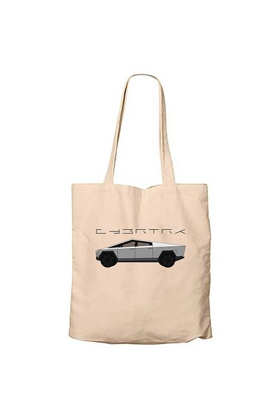 Z zepplin Tesla Cybertruck Cream Zippered Cloth Bag Gabardine