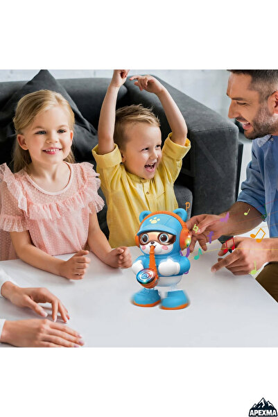 Apexma Sesli Işıklı Müzikli Dans Eden Hareketli Saksafonlu Yürüyen Robot Ayı