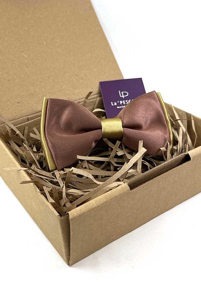 La Pescara Copper - Gold Satin Plain Bow Tie P1993