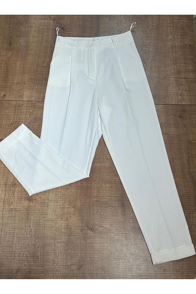 HANIMCA GİYİM Pleated Double Leg Carrot Cut Summer Pants