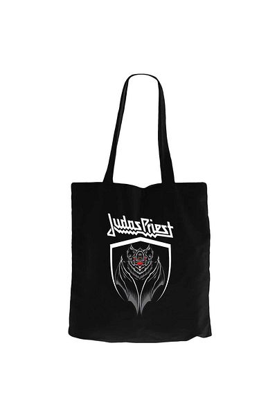 Z zepplin Judas Priest Bat Μαύρη υφασμάτινη τσάντα με φερμουάρ Gabardine