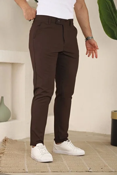 Moderie Butik Men's Slim Fit Lycra Ankle Length Fabric Trousers