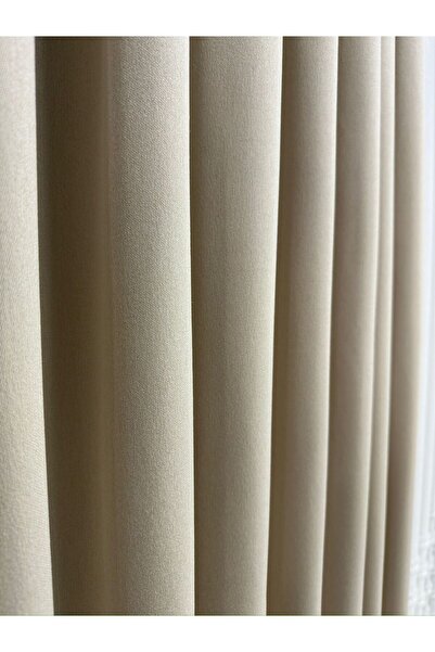 Erdoğanlar Koza Pamuklu Bej/Krem Fon Perde Meyra Fon Parlak Kumaş Pilesiz Eks...