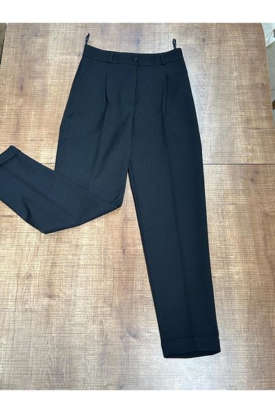 HANIMCA GİYİM Pleated Double Leg Carrot Cut Summer Pants