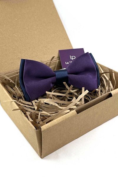 La Pescara Plum - Navy Blue Satin Plain Bow Tie P1994