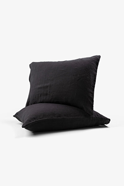 JOJOMIA Lona 2-Piece Linen Pillow Case 50X70 Black