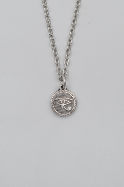 Bu Farklı Horus'un Gözü Düz Ezme Zincir Kolye - Antik Gümüş Kaplama - Kadın E...
