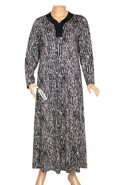 HESNA Γυναικείο Μπουκέτο Plus Size Μαύρο Μοτίβο Φόρεμα 71