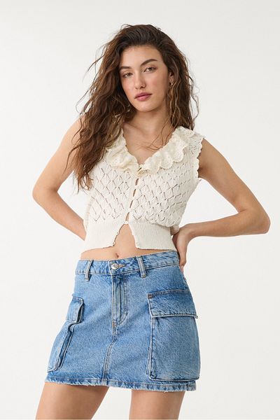 Stradivarius D66 denim mini cargo skirt