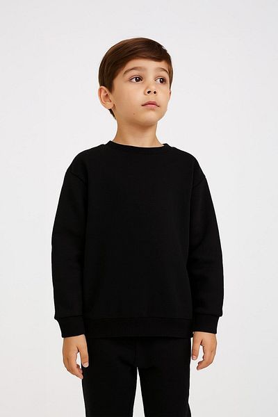 LUESS Унисекс детски суитшърт Basic Oversize - Черен (2-3 години - 7-8 години)
