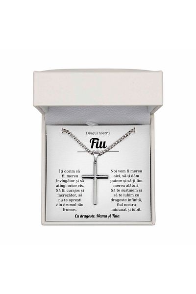 The Jewel Heart Cross Necklace for Son – 316L Stainless Steel, Gift Box Included