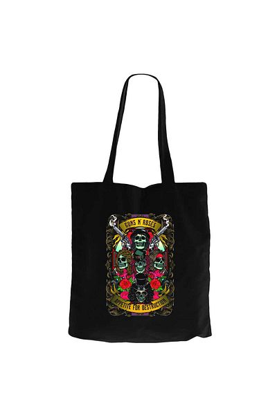 Z zepplin Guns N Roses Appetite Destruction Μαύρη υφασμάτινη τσάντα με φερμουάρ Gabardine