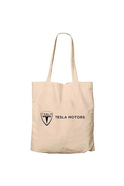 Z zepplin Tesla Motors Cream Zippered Cloth Bag Gabardine