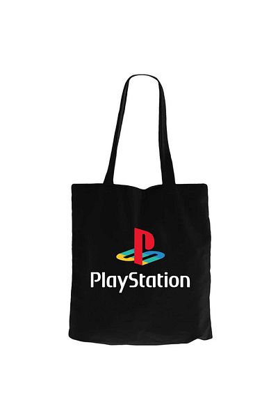 Z zepplin Λογότυπο Playstation Λευκή μαύρη υφασμάτινη τσάντα με φερμουάρ Gabardine