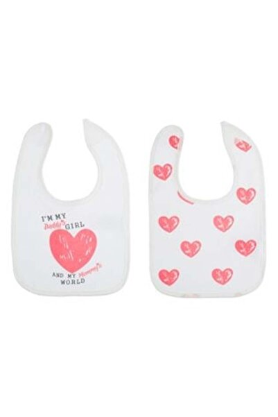 OEM White Textile Bibs Set with Pink Hearts Pattern - 2 pcs